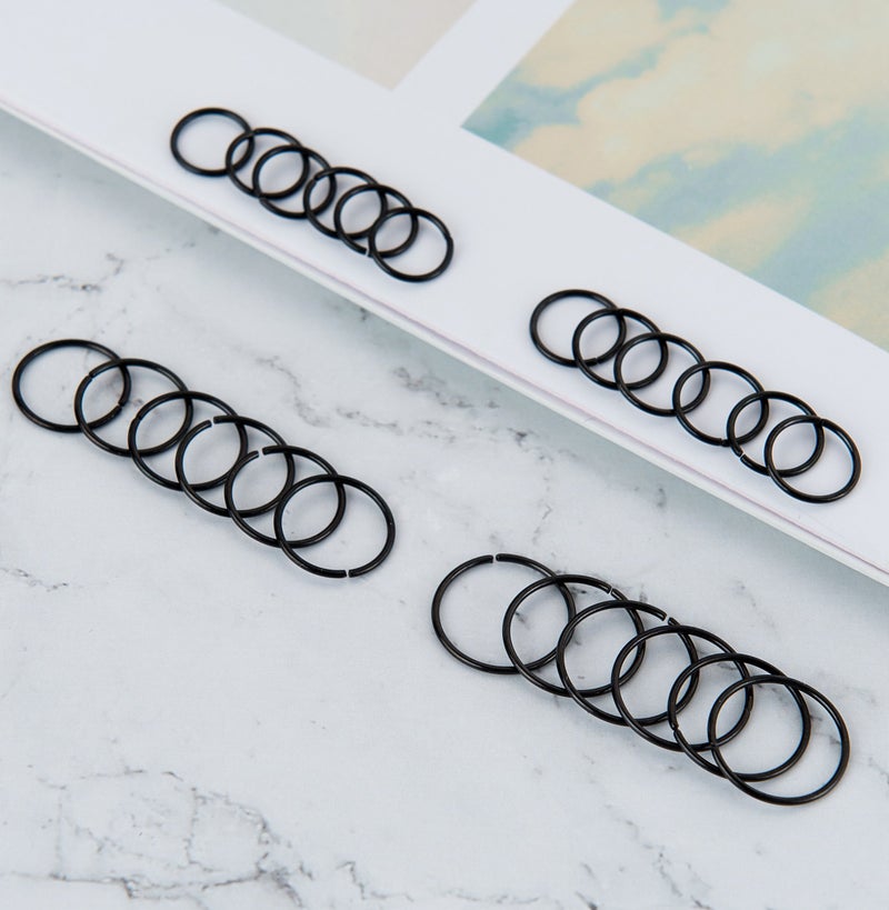 Masedy 24Pcs 20G 316L Stainless Steel Nose Rings Hoop Tragus Cartilage Helix Piercing Lip Septum Ring Black Bendable - Image 5